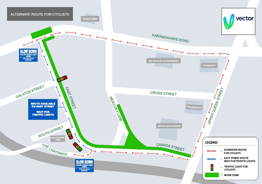map of roads around K road Auckland