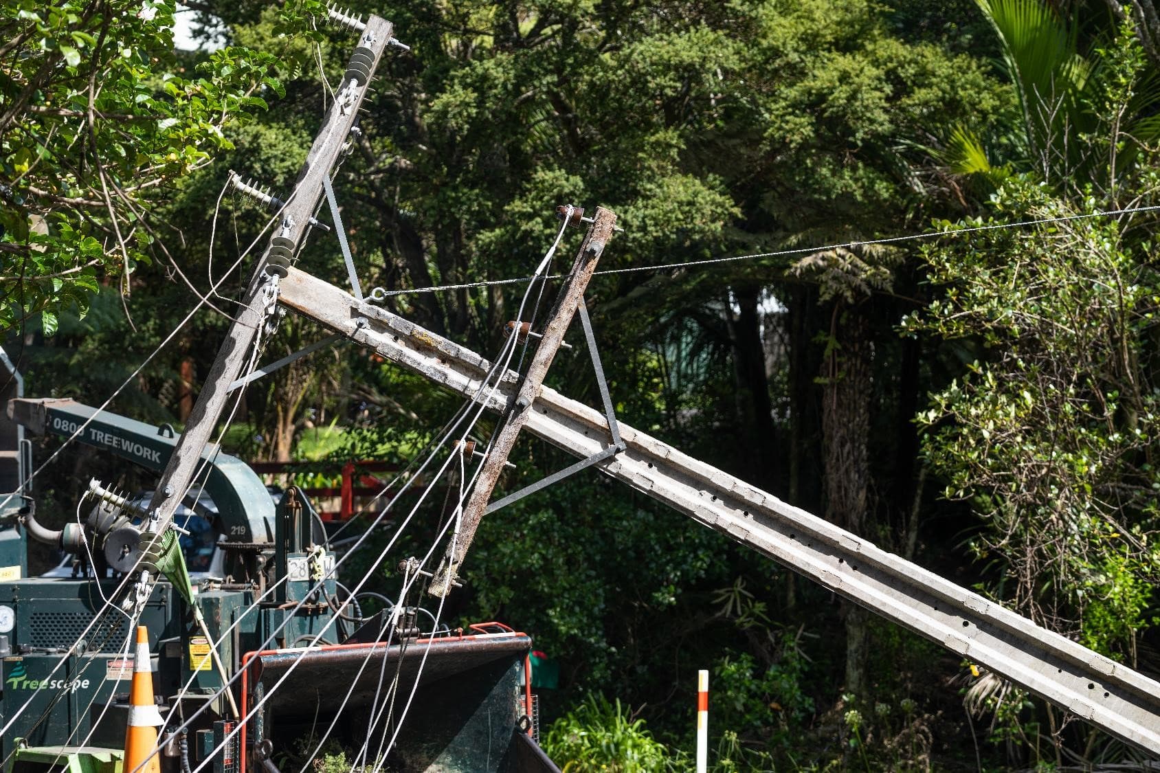 Power pole downed in storm