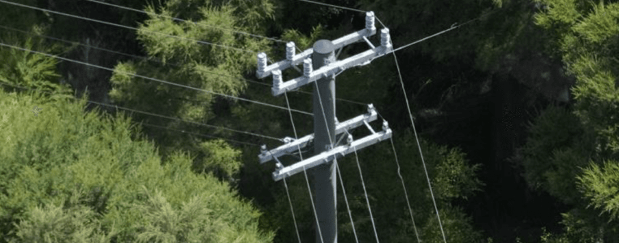Aerial shot of power pole