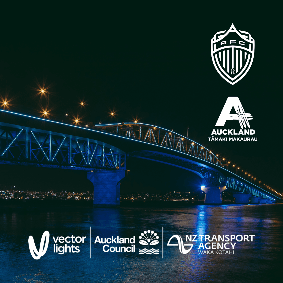 Vector Lights shines blue to celebrate our football club, Auckland FC